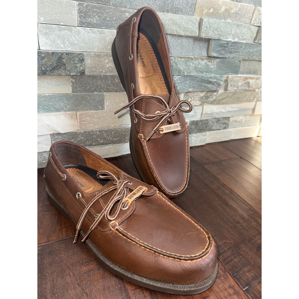 Dockers Men's Boat Shoes Size 13W Brown Genuine Leather Deck Moccasin Preppy